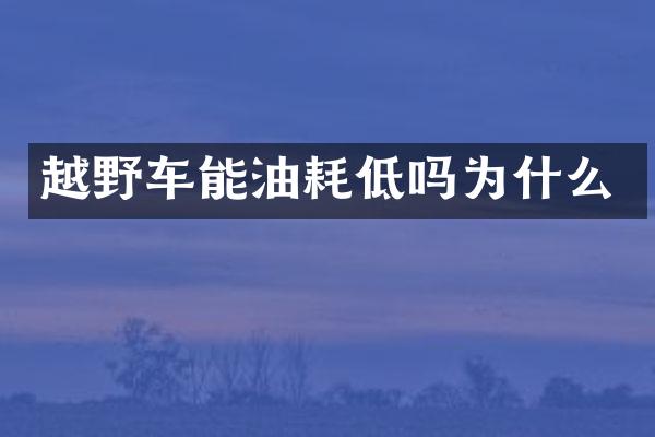 越野车能油耗低吗为什么