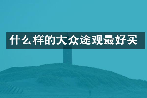 什么样的大众途观最好买