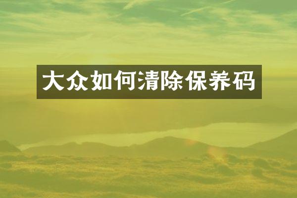 大众如何清除保养码