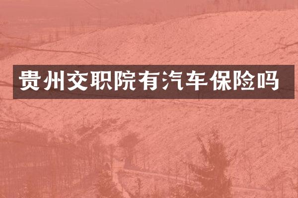贵州交职院有汽车保险吗