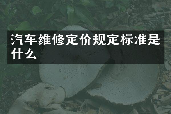 汽车维修定价规定标准是什么