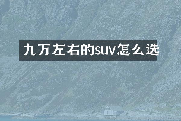 九万左右的suv怎么选