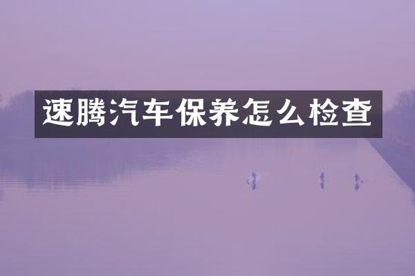 速腾汽车保养怎么检查