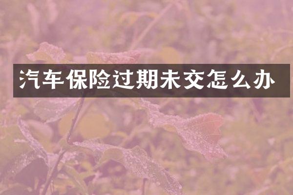 汽车保险过期未交怎么办