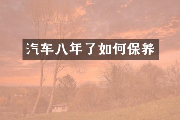 汽车八年了如何保养