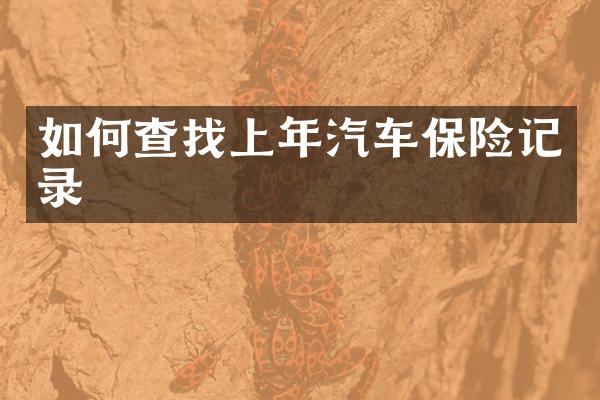 如何查找上年汽车保险记录