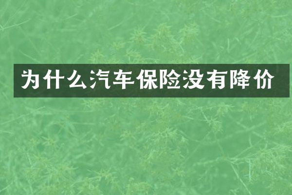 为什么汽车保险没有降价