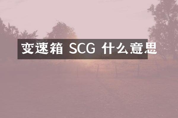 变速箱 SCG 什么意思