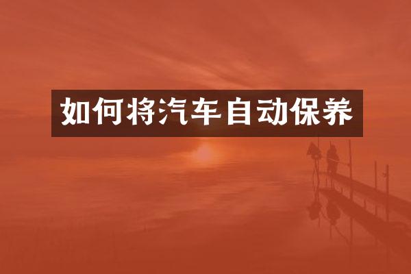 如何将汽车自动保养