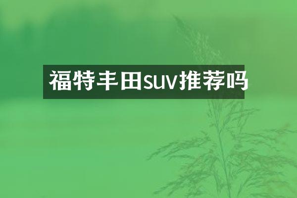福特丰田suv推荐吗
