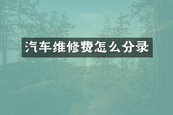汽车维修费怎么分录