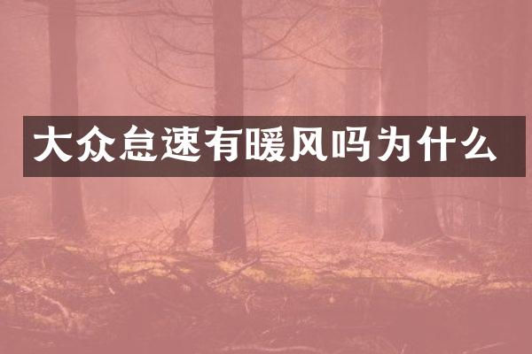 大众怠速有暖风吗为什么