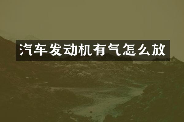 汽车发动机有气怎么放