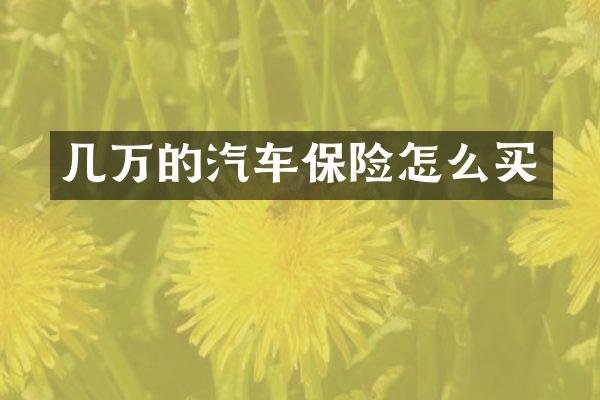 几万的汽车保险怎么买