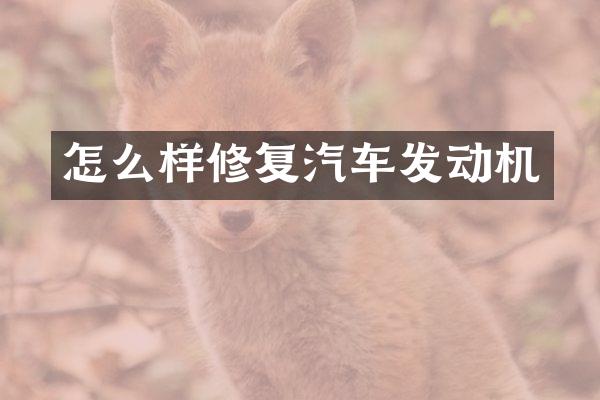 怎么样修复汽车发动机
