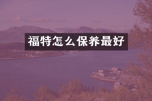 福特怎么保养最好
