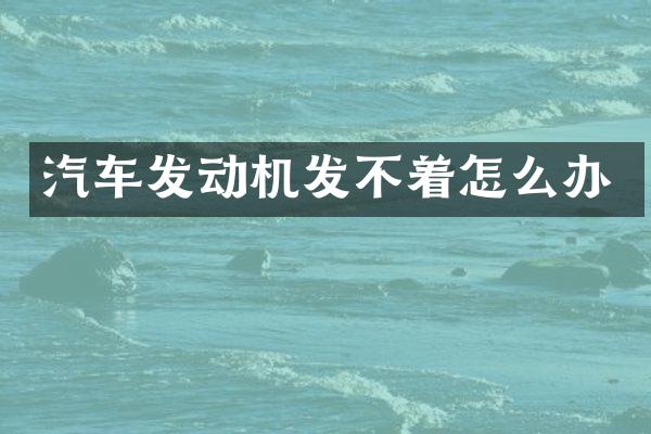 汽车发动机发不着怎么办