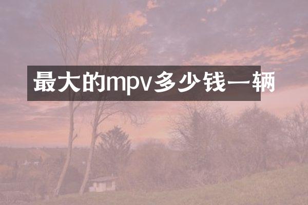 最大的mpv多少钱一辆