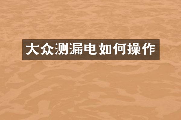 大众测漏电如作