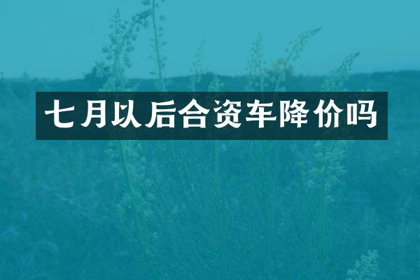 七月以后合资车降价吗