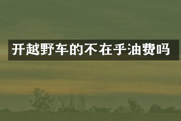 开越野车的不在乎油费吗