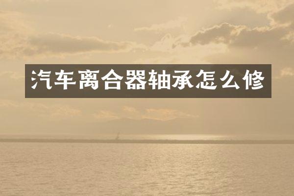 汽车离合器轴承怎么修