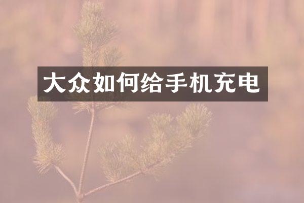 大众如何给手机充电