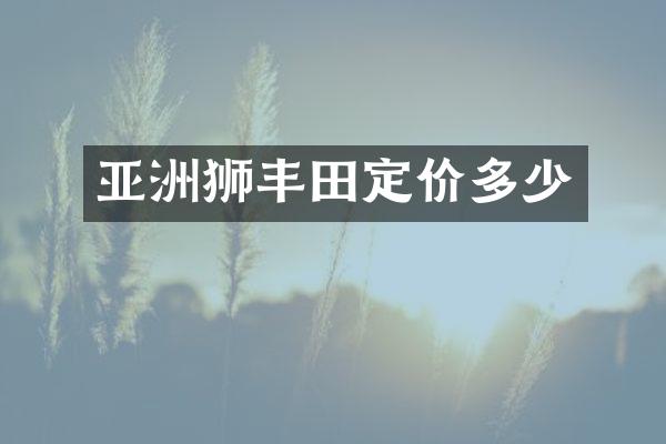 亚洲狮丰田定价多少