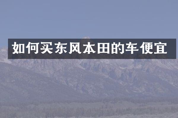 如何买东风本田的车便宜