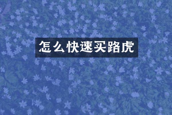 怎么快速买路虎