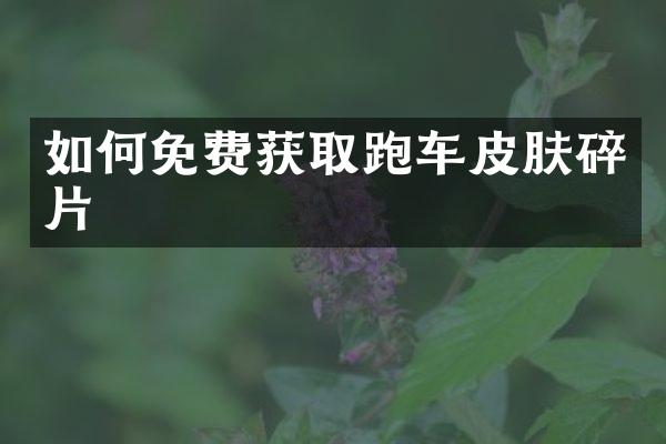 如何免费获取跑车皮肤碎片