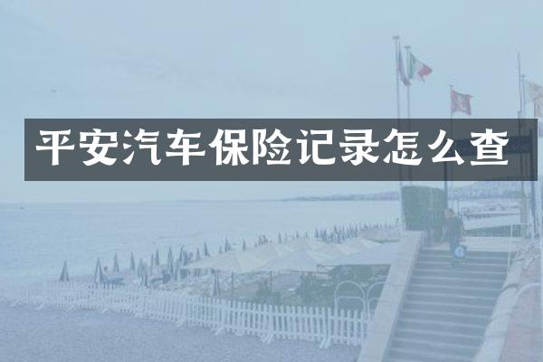 平安汽车保险记录怎么查