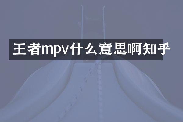 王者mpv什么意思啊知乎
