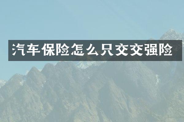汽车保险怎么只交交强险