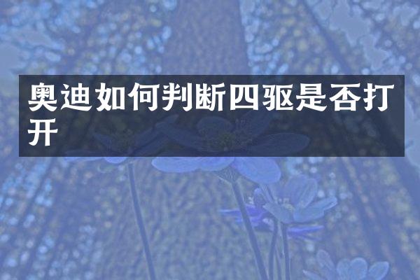 奥迪如何判断四驱是否打开