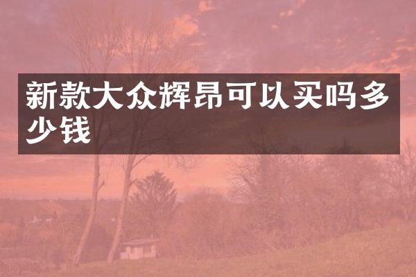 新款大众辉昂可以买吗多少钱