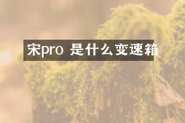 宋pro 是什么变速箱