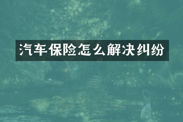 汽车保险怎么解决纠纷