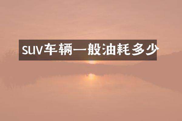 suv车辆一般油耗多少