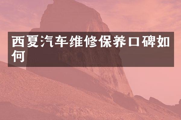 西夏汽车维修保养口碑如何