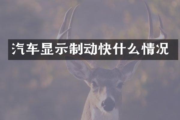 汽车显示制动快什么情况