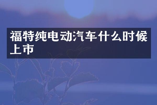 福特纯电动汽车什么时候上市