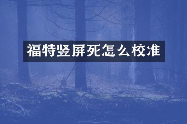 福特竖屏死怎么校准