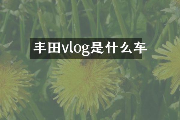 丰田vlog是什么车