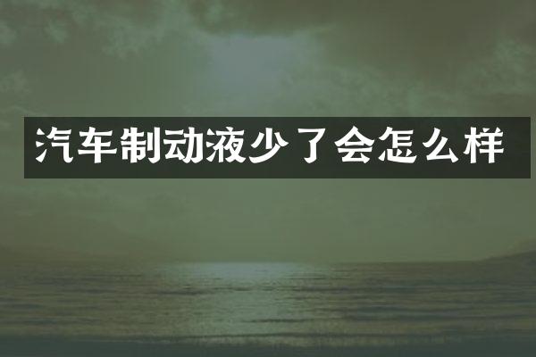 汽车制动液少了会怎么样