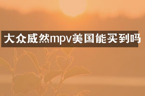 大众威然mpv美国能买到吗