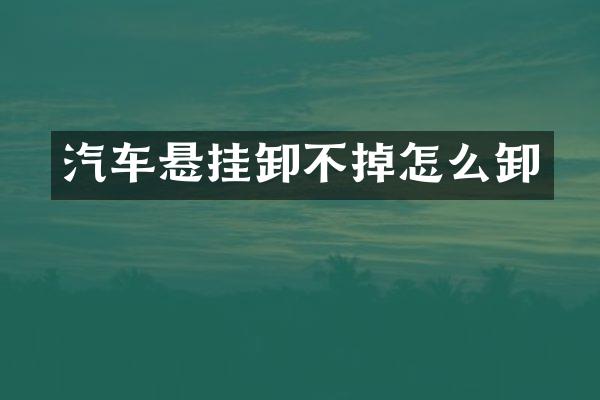汽车悬挂卸不掉怎么卸