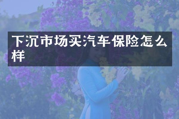 下沉市场买汽车保险怎么样