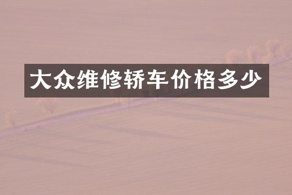 大众维修轿车价格多少
