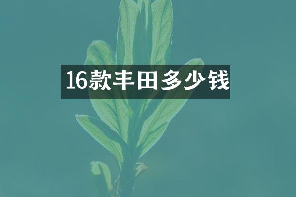 16款丰田多少钱